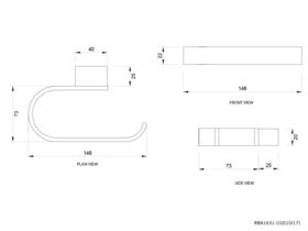 Oken Toilet Roll Holder Single Roll Chrome 146mm