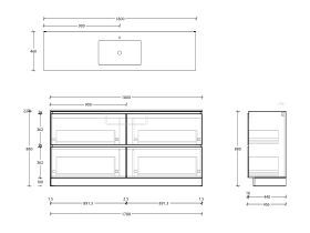 Posh Domaine & Domaine Plus All-Drawer Twin 1800mm Floor Mounted Vanity Unit Single Bowl Cast Marble Top Centre Basin