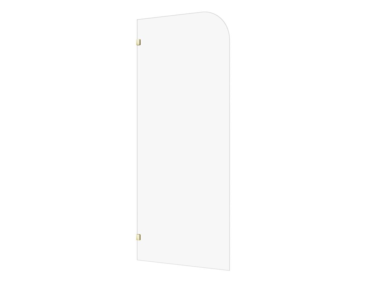 Hero - Kado Lux Frameless Curved Panel with Wall Clips Clear Glass 900mm Brushed Brass