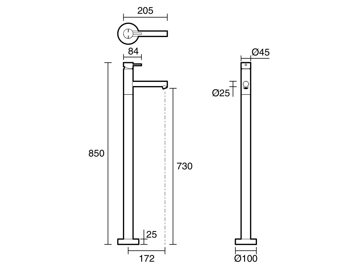 Sussex Scala Floor Mounted Bath Mixer Tap 160mm Outlet Trimset LUX PVD