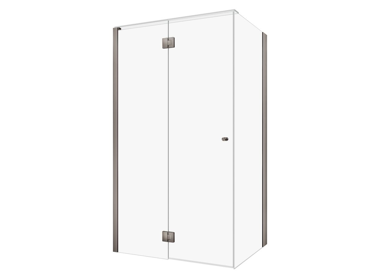 Hero - Kado Lux Frameless Enclosure with Wall Channel 1200 x 900mm Brushed Gunmetal
