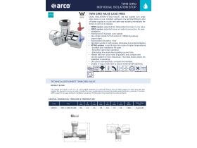Specification Sheet - Arco Giro Twin Mini Stop Valve 15mm x 15mm x 20mm Valve Lead Free