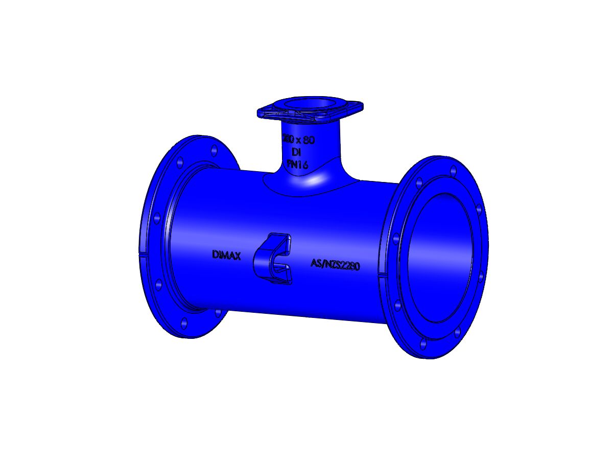 Dimax Tee Flange - Flange-Flange PN16 B5 200mm x 80mm
