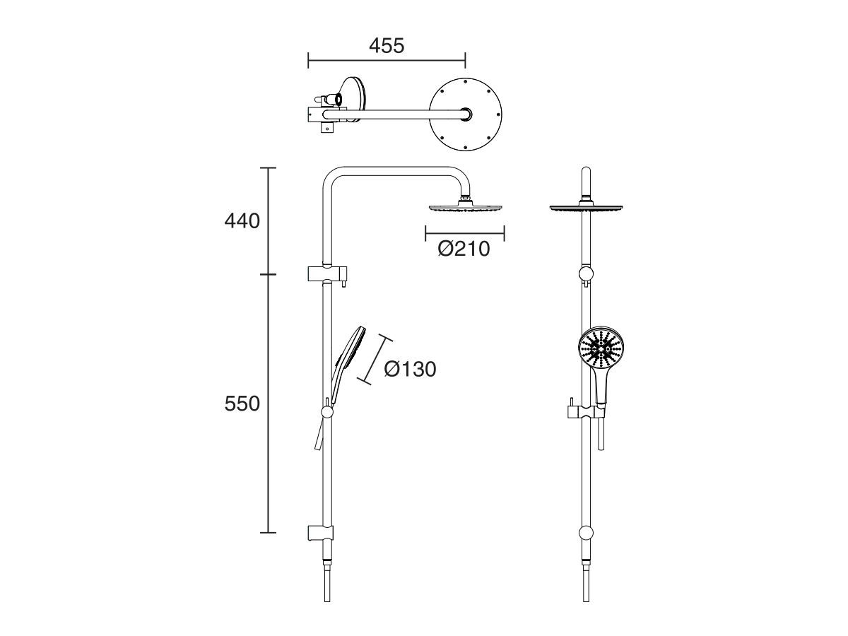 GROHE Rainshower SmartActive Twin Rail Shower Round with Top Rail Water