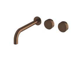 Milli Pure Wall Bath Hostess System 250mm Right Hand with Linear Textured Handles PVD Brushed Bronze