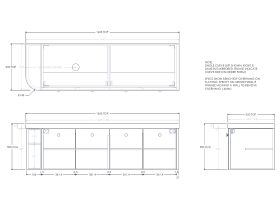 Technical Drawing - Kado Era 50mm Durasein Statement Top Single Curve All Door 1650mm Wall Hung Vanity with Left Hand Basin