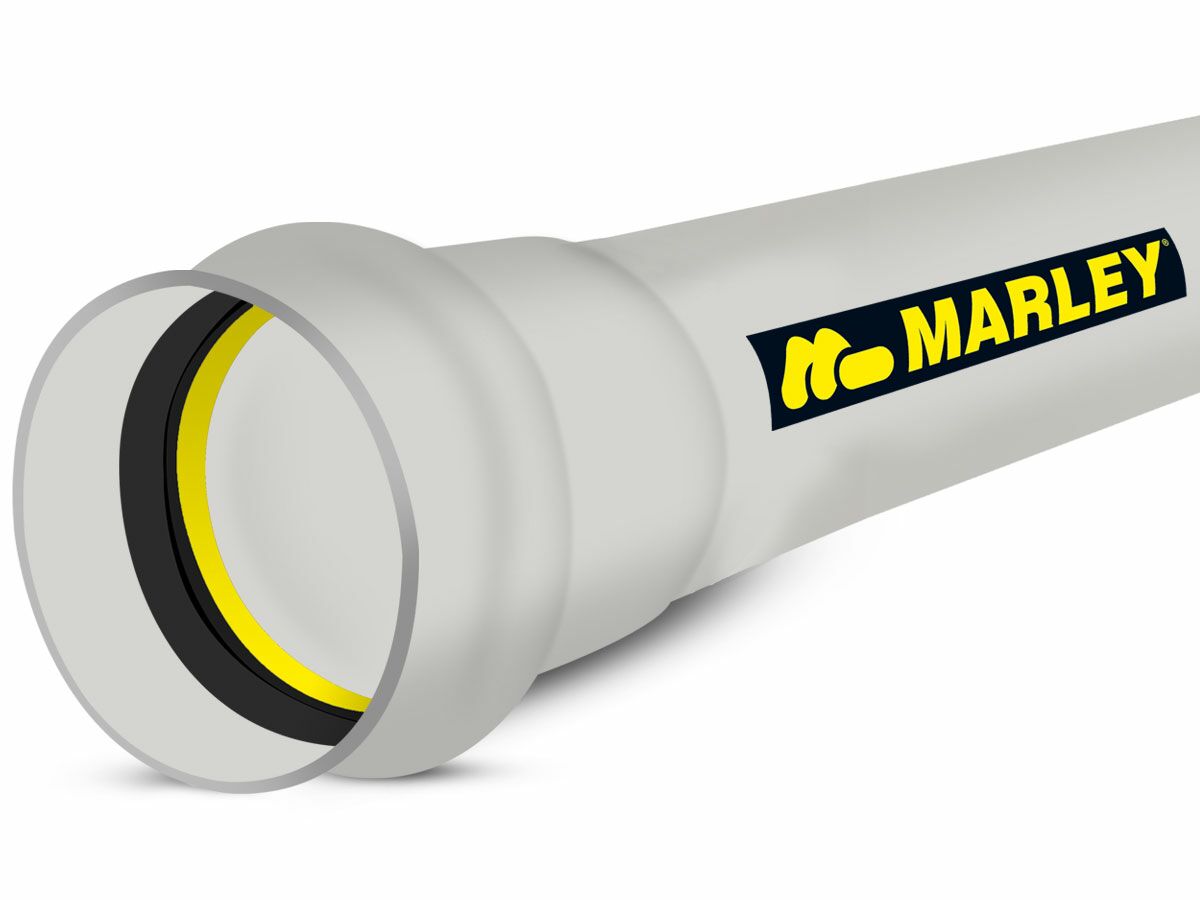 DWV SN8 UPVC H/WALL PIPE 225MM X 4M RRJ