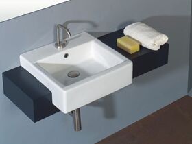 AXA Hox Semi Recessed Bare Basin 1 Taphole 480mm White