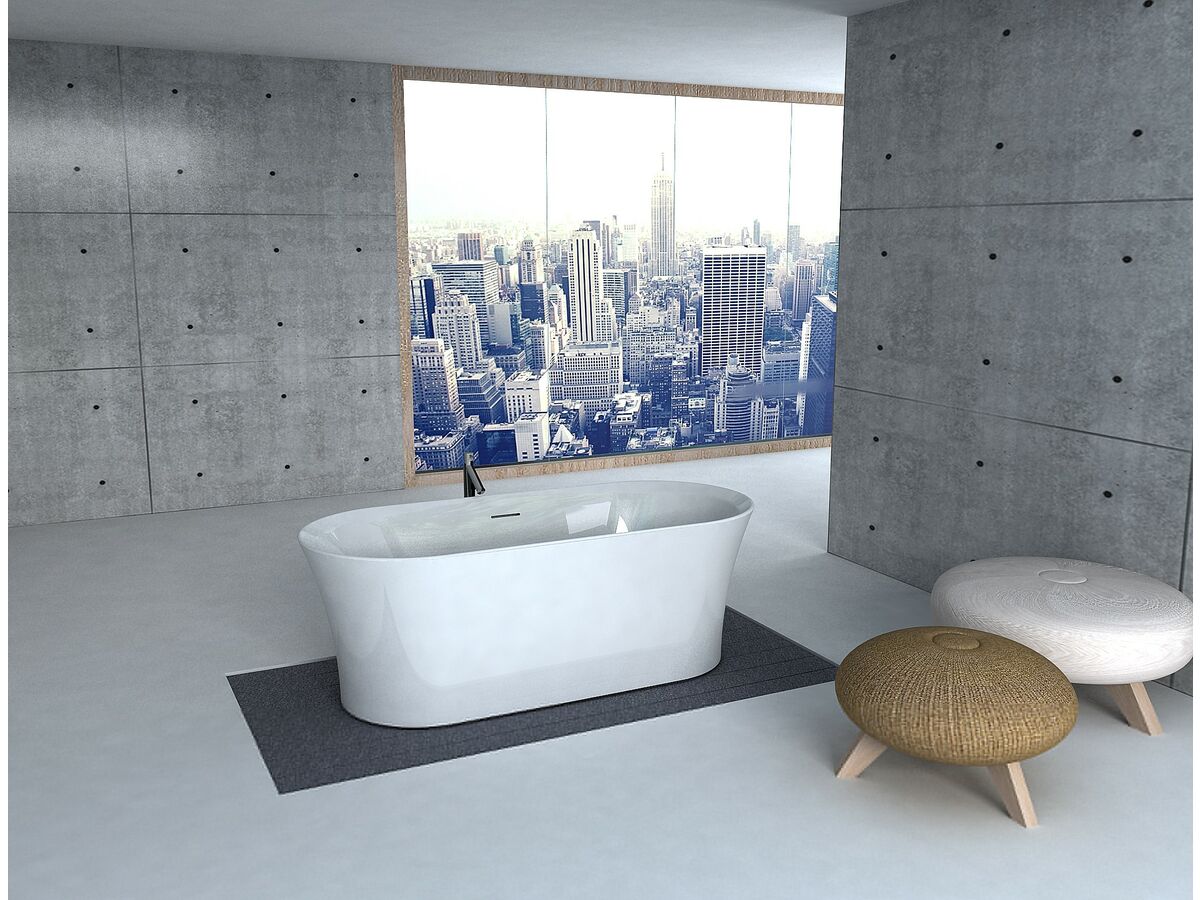 Roca Inspira Freestanding Bath with Overflow 1800x800 White