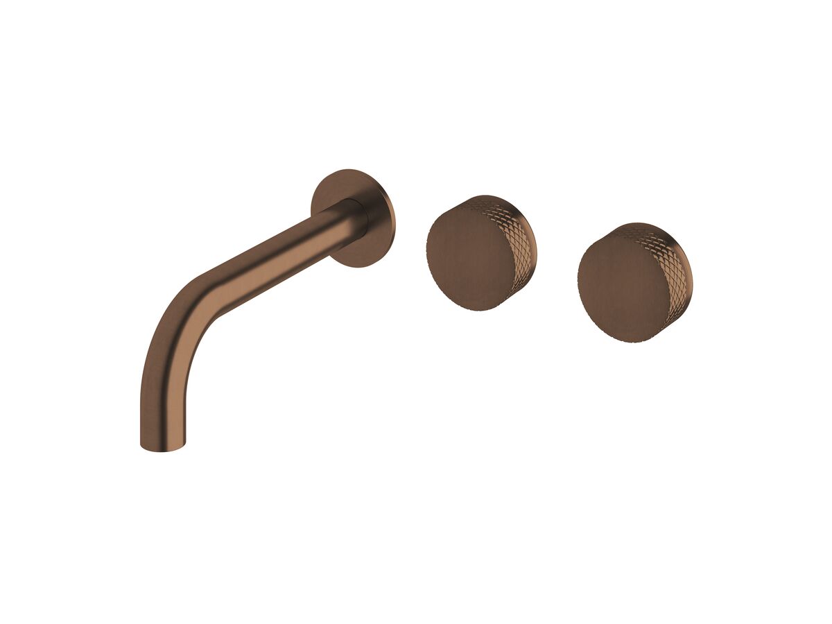 Milli Pure Wall Bath Hostess System 200mm Right Hand with Diamond Textured Handles PVD Brushed Bronze