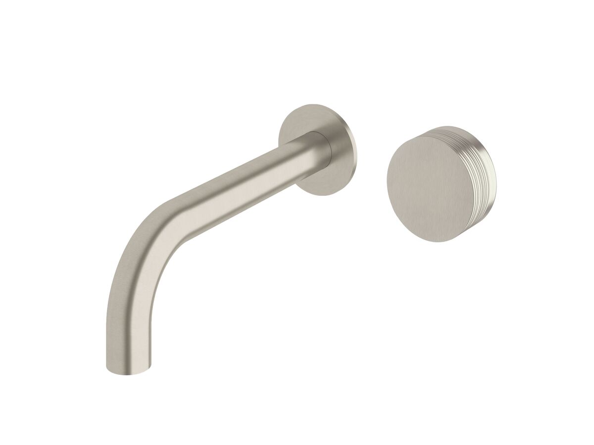 Milli Pure Progressive Wall Basin Mixer Tap System 200mm with Cirque Textured Handle Brushed Nickel