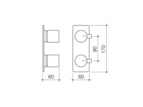 Caroma Liano Wall Top Assemblies (2 Hole) Vertical Mount Chrome