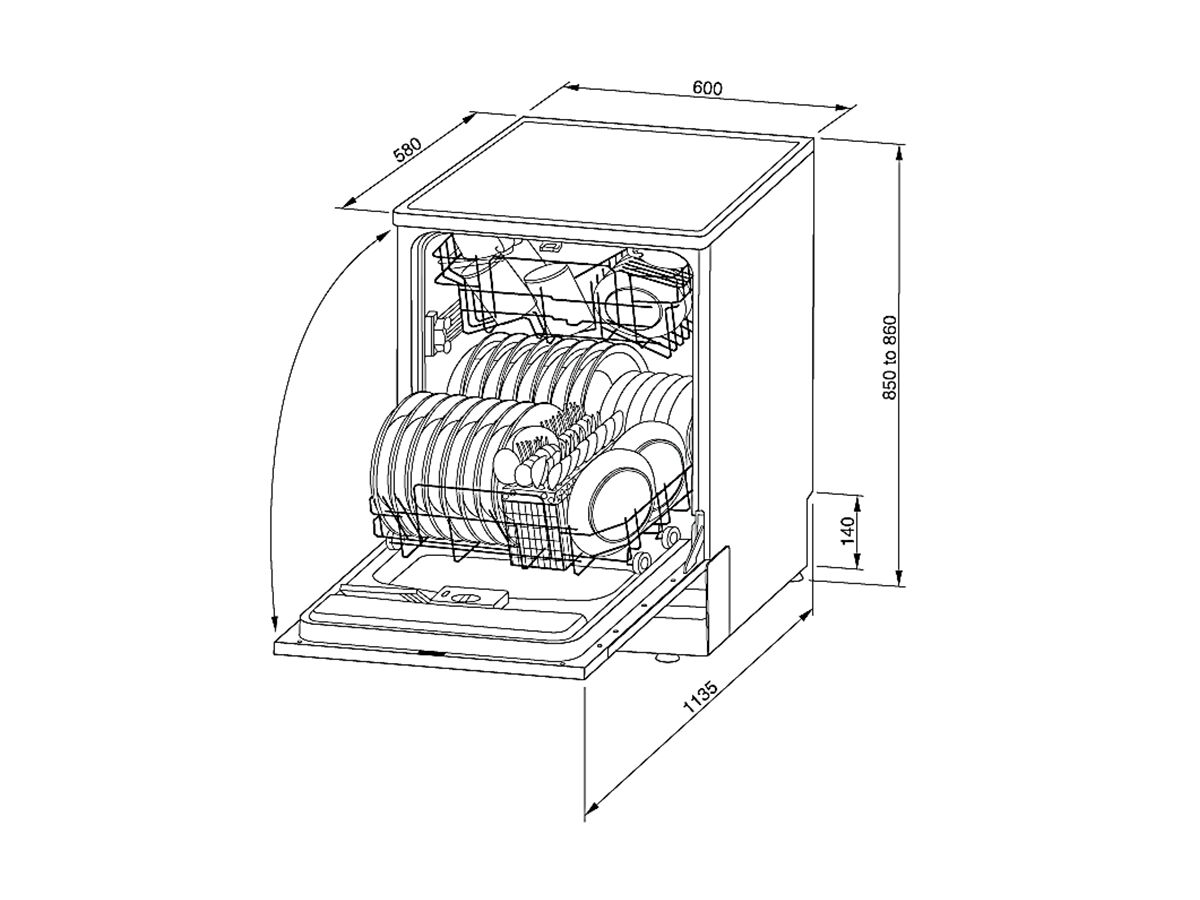 Technika Bellissimo TBD4SS-5 Freestanding Dishwasher 600mm Stainless Steel