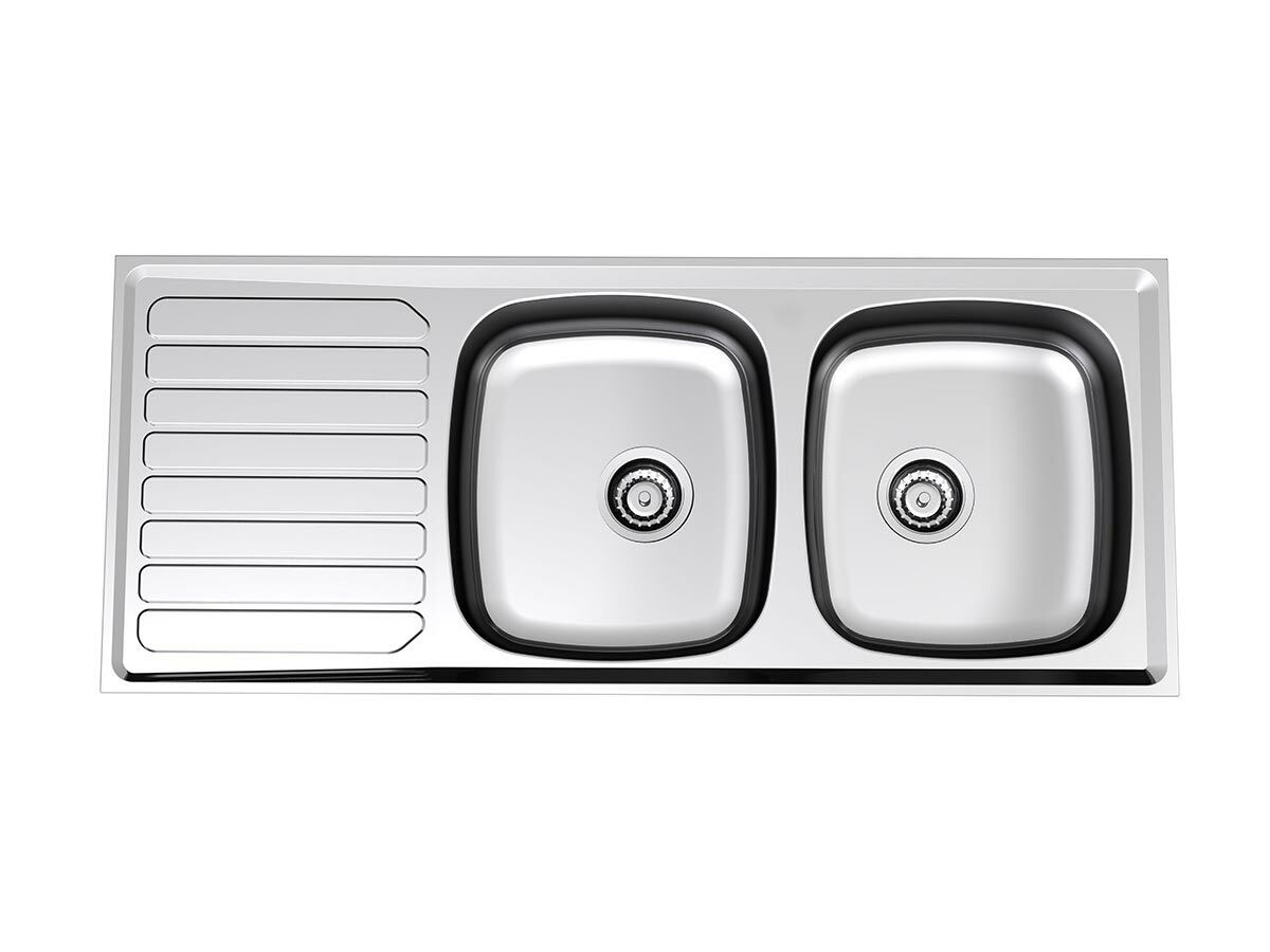 Base MKII Double Bowl Sink 1200mm No Taphole Stainless Steel