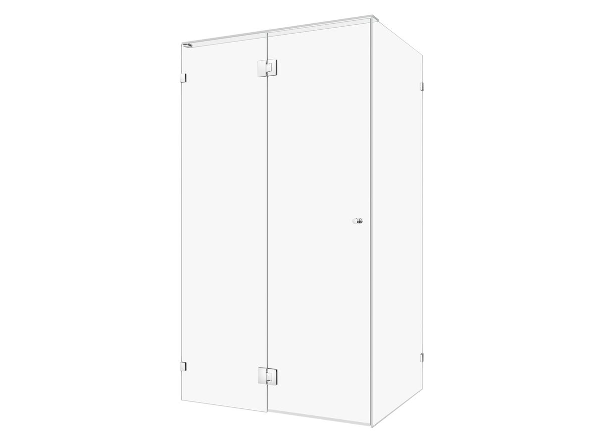 Hero - Kado Lux Frameless Enclosure with Wall Clips 1200 x 900mm Chrome