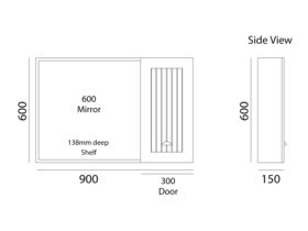 Kado Era Mirrored Shaving Cabinet 1 Door 900mm