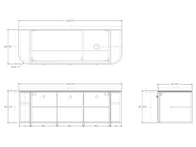Technical Drawing - Kado Era 12mm Durasein Top Double Curve All Door 1500mm Wall Hung Vanity with Right Hand Basin