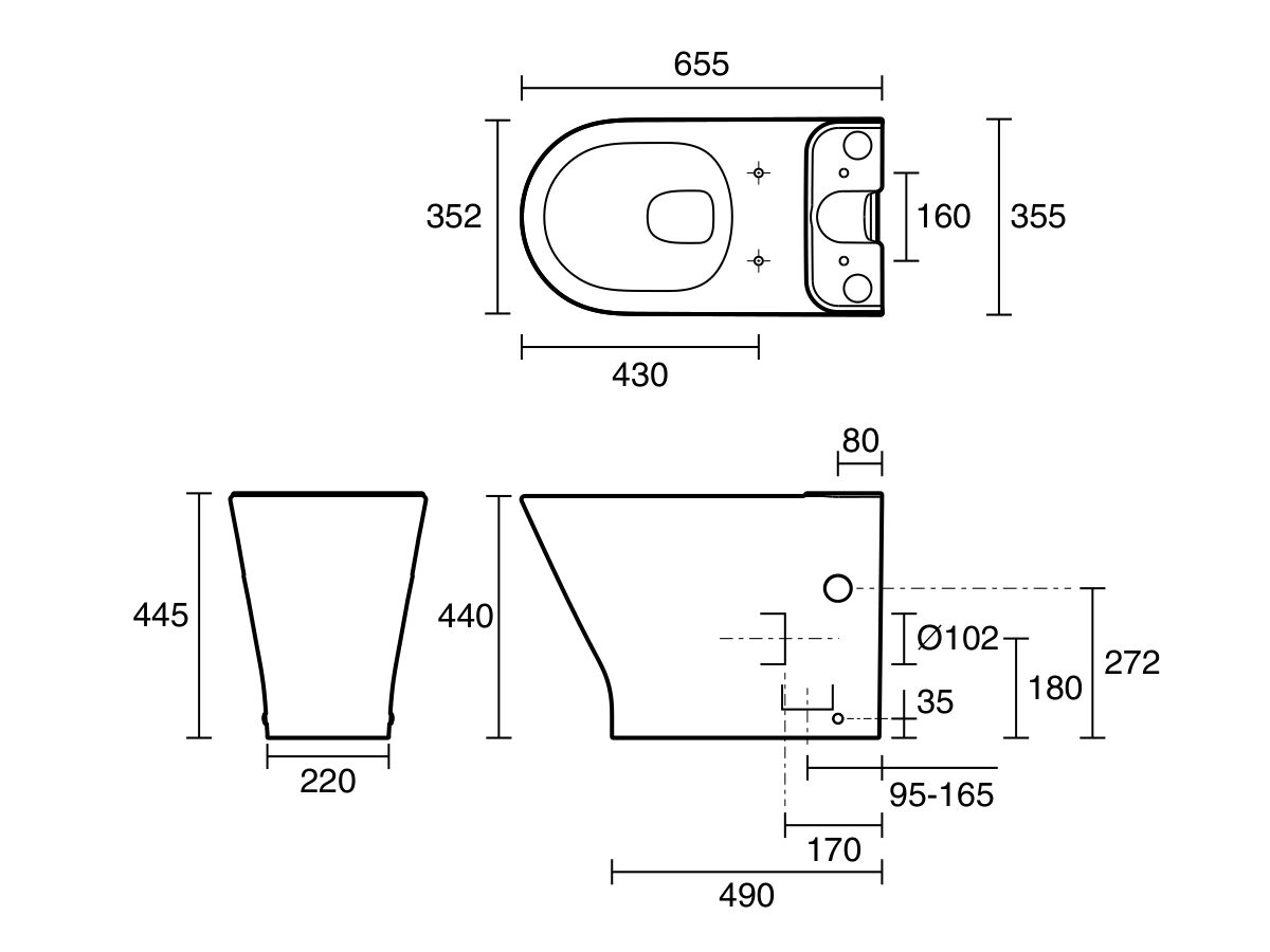 Roca The Gap Round Close Coupled Back to Wall Rimless Overheight Pan (4 Star)