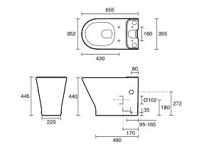 Roca The Gap Round Close Coupled Back to Wall Rimless Overheight Pan (4 Star)