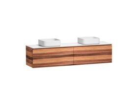 Kado Arc Timber All Drawer 1800mm Double Bowl Vanity Unit Corian Top Red Tulip