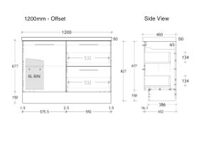 ADP Medina Vanity Unit with Kick 1 Door 2 Drawer 1200mm