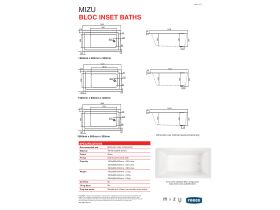 Technical Guide - Mizu Bloc Inset Bath 1420 x 800 x 500mm White