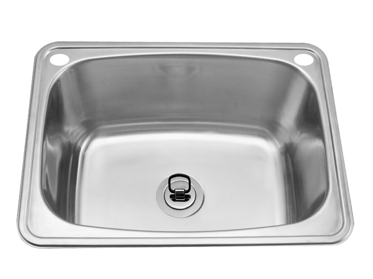 Posh Solus Flat Rim Trough 70L with Bypass Hole + 1 Taphole Stainless Steel