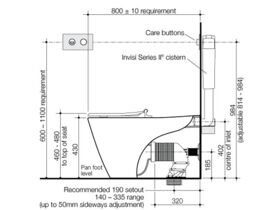 Caroma Care 800 Cleanflush Wall Faced Back Inlet Invisi II Toilet Suite ...
