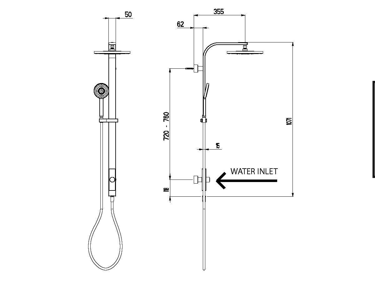 Nikles Pure Twin Shower 140 Handpiece-Techno 300 Chrome (3 Star)