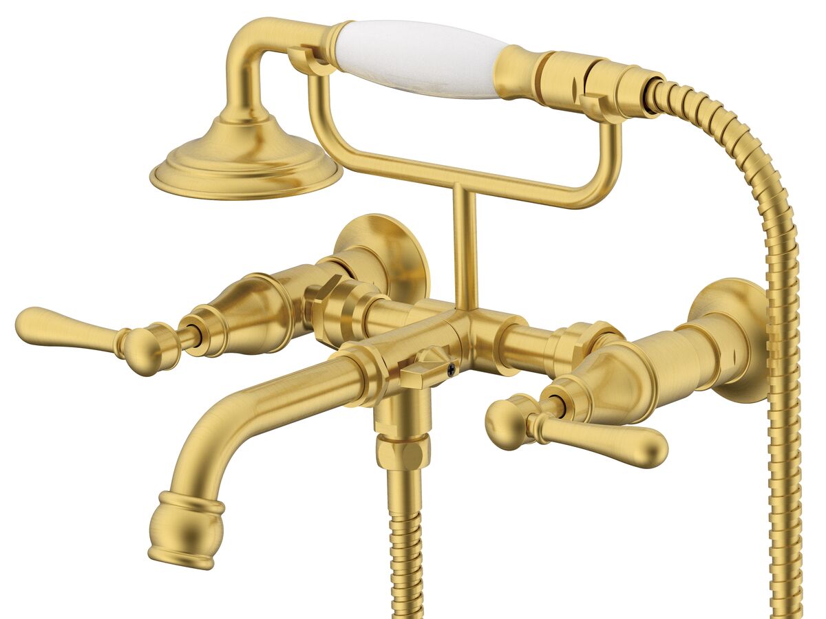 Milli Voir Wall Mounted Telephone Bath Set Lever Brushed Gold (3*)