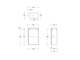 Technical Drawing - Posh Domaine Mini Wall Hung Vanity Unit
