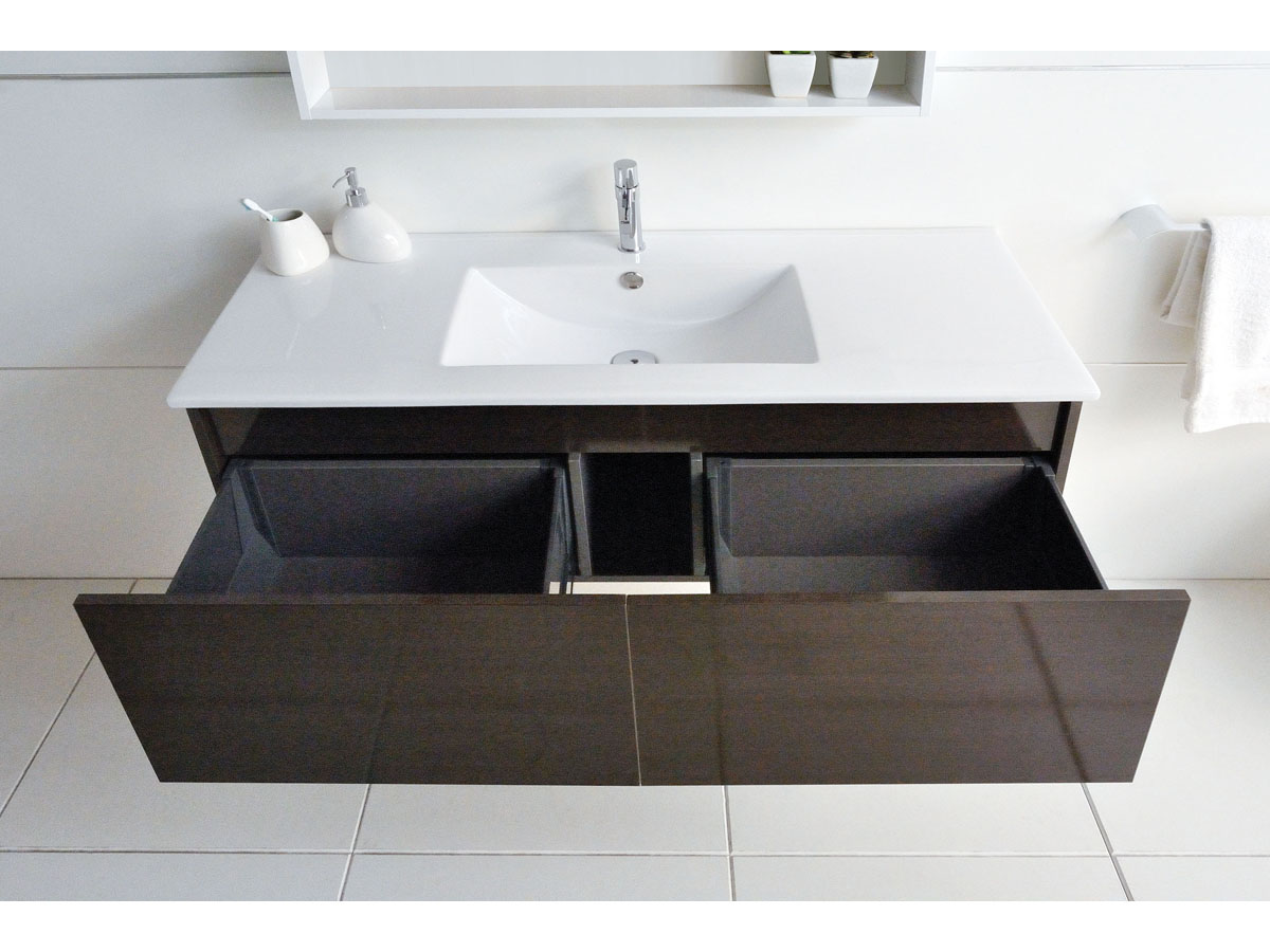 Posh Solus 1200mm Wall Hung Vanity Unit Ceramic Top 2 Drawers from Reece