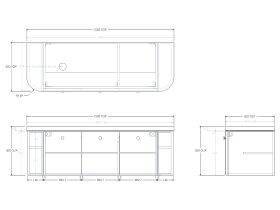 Technical Drawing - Kado Era 50mm Durasein Statement Top Double Curve All Door 1500mm Wall Hung Vanity with Left Hand Basin