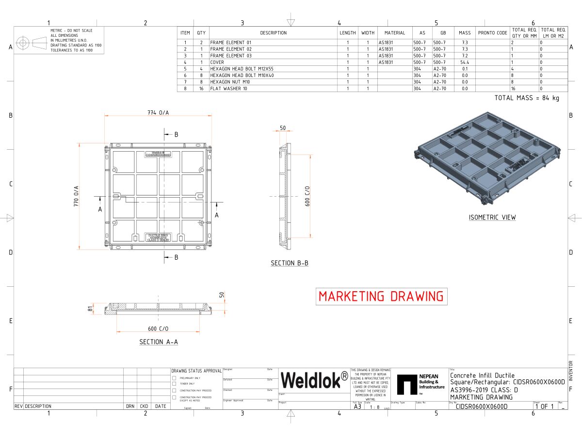 Square/Rectangular: CIDSR0600X0600D