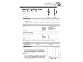 Installation Instructions - Galvin Ezy-Wash Pre Rinse Single Lever Mixer Trigger Spray & Pot Filler Type 150