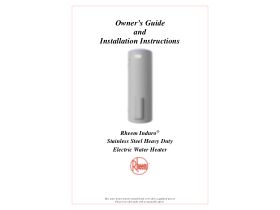 Installation Instructions - Rheem Induro Stainless Steel Heavy Duty Electric Water Heater