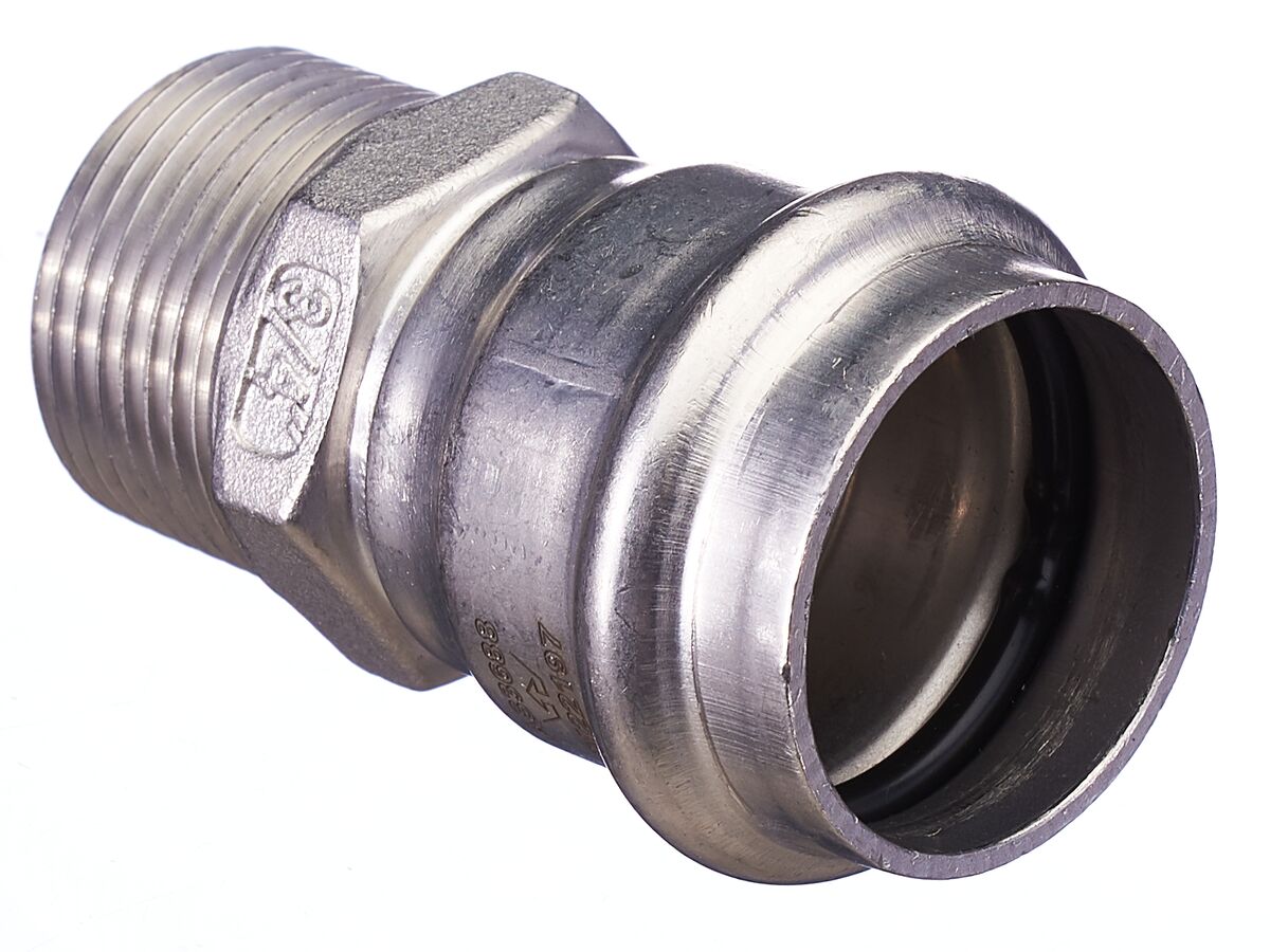 >B< Press Stainless Steel Male Straight Connector 28mm x 3/4""