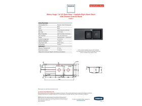 Specification Sheet - Memo Hugo 1 & 3/4 Bowl Sink 1 Taphole Right Hand Bowl with Drainer Granite Black