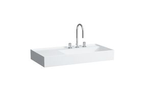 LAUFEN Kartell Wall/Counter Right Hand Basin 1 Tap Hole 900x460 with Fixing Bolts White