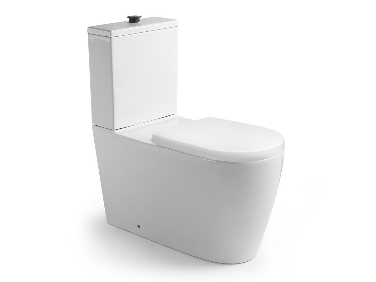 Wolfen 800 Close Coupled Back to Wall Rimless Toilet Suite with Double