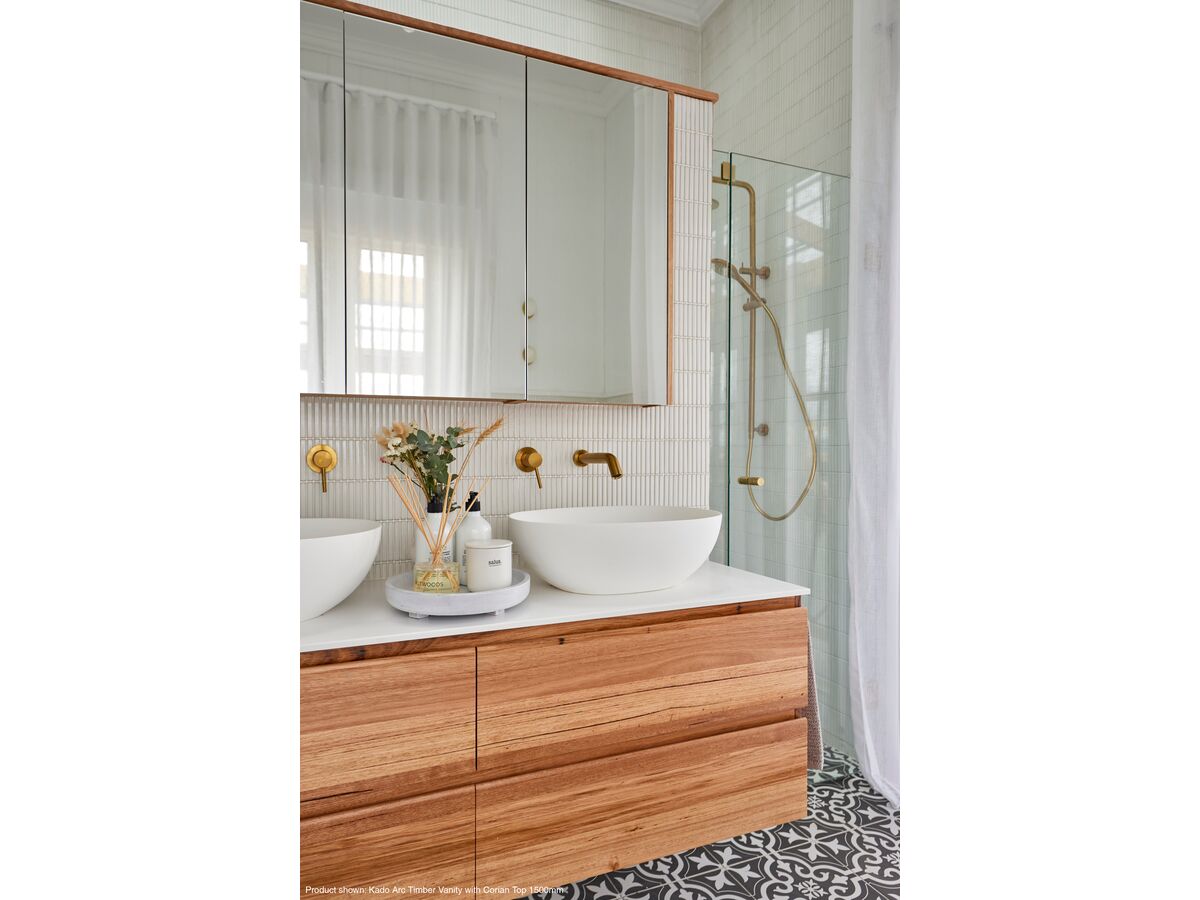 Kado Arc Timber All Drawer 900mm Vanity Unit Corian Top Australian