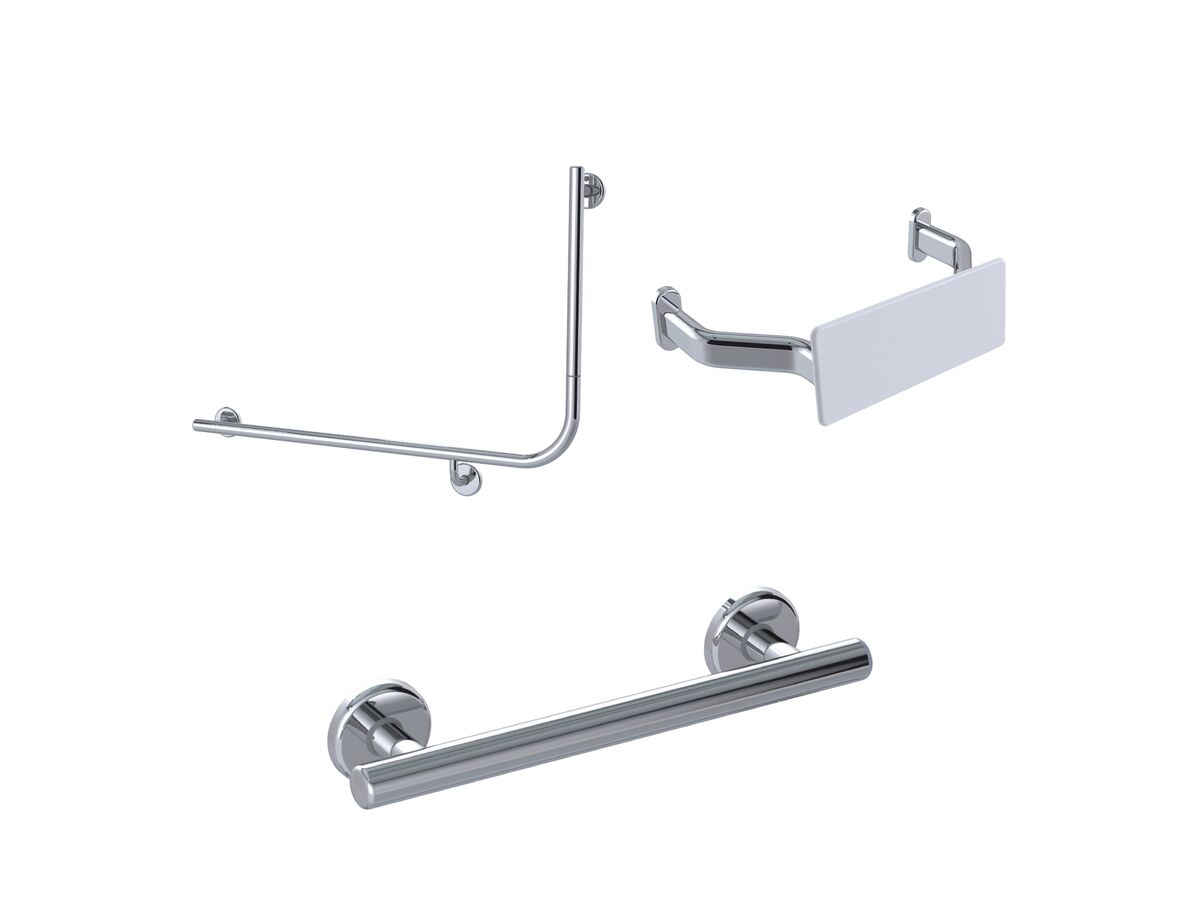 Mizu Drift 90 Degree Accessible WC Kit Left Hand Polished Stainless Steel