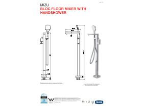 Technical Guide - Mizu Bloc Floor Mounted Mixer with Handshower Chrome (3 Star)