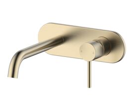 Mizu Drift Wall Basin/Bath Mixer Set Curve Brushed Brass (6 Star)