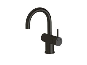 Scala Basin / Sink Mixer Tap Small Curved Spout Right Hand LUX PVD Matte Opium Black (4 Star)