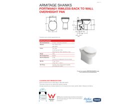 Technical Guide - Portman 21 Rimless Overheight Back to Wall Pan only 610mm White (4 Star)