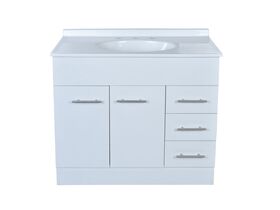 Base 2 Door & 3 Drawer Vanity Unit with Kick 3 Tapholes 910mm White