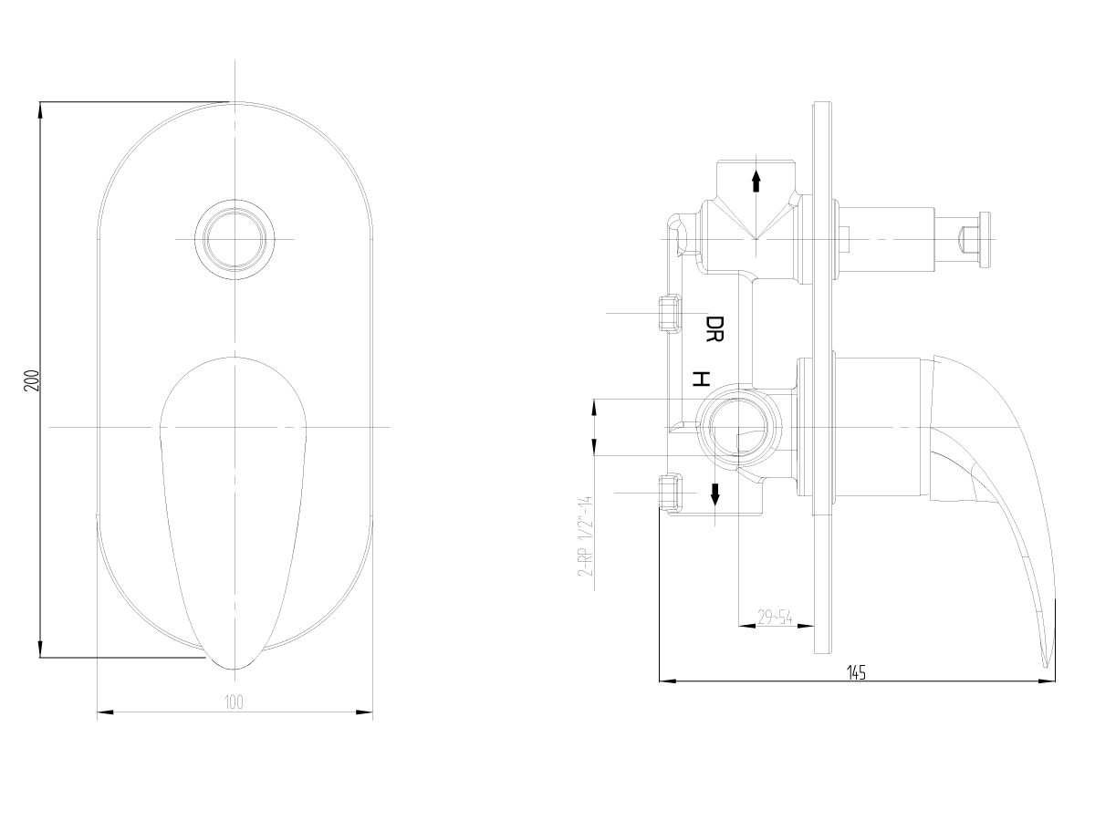 Posh Bristol MK2 Shower Mixer Tap with Diverter Chrome from Reece