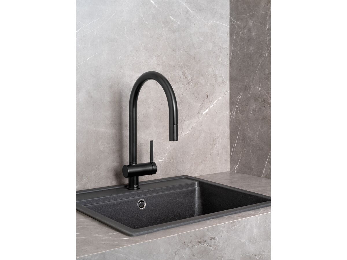 In Situ - Roca Ona Gooseneck Pull Out Sink Mixer Tap 2 Function Matte Black (5 Star)