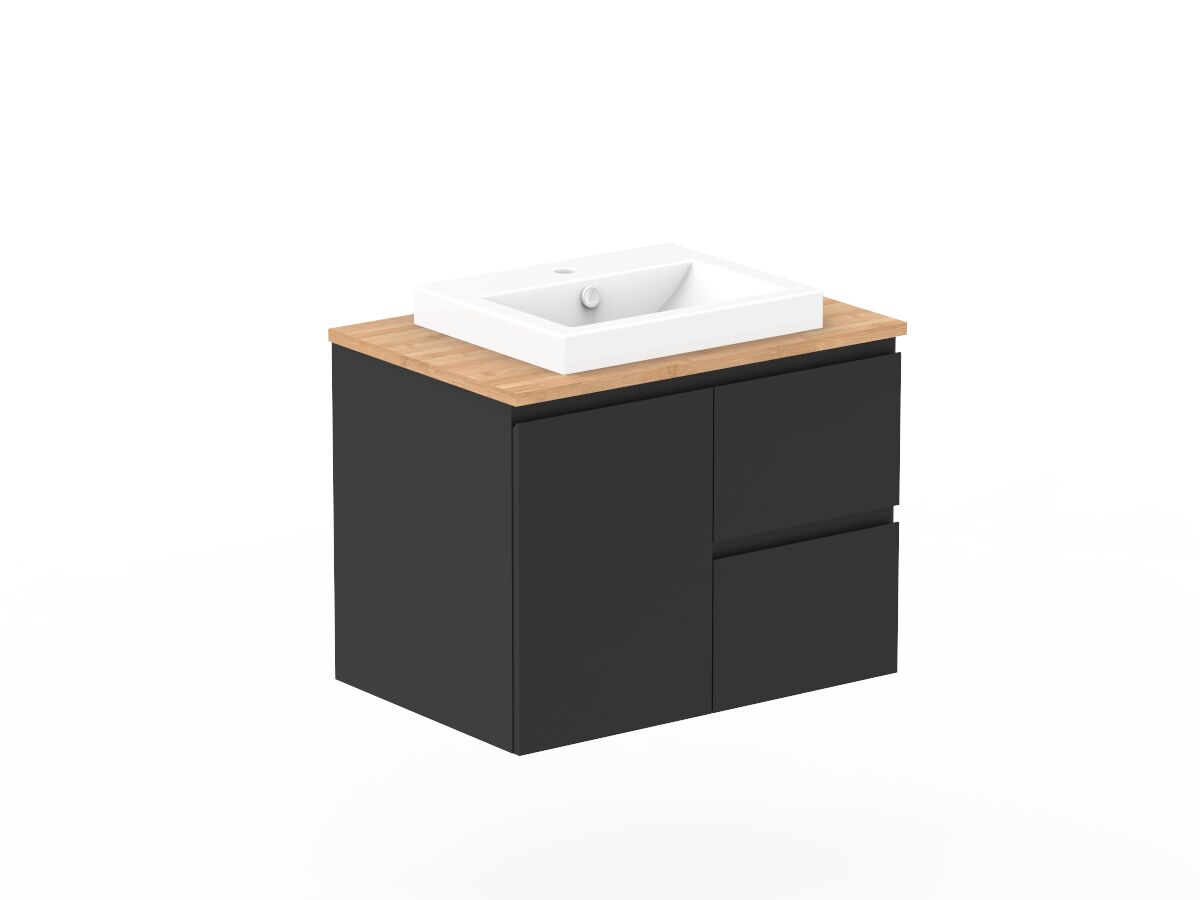 Posh Domaine Plus 750mm Wall Hung Vanity Unit Conventional Bamboo Top